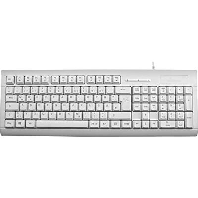 MediaRange Teclado con cable y lector de tarjetas, color blanco Teclado numérico teclas multimedia/función disposición QWERTZ cable de 1,5 m MediaRange Teclado con cable y lector de tarjetas, color blanco Teclado numérico teclas multimedia/función disposición QWERTZ cable de 1,5 m