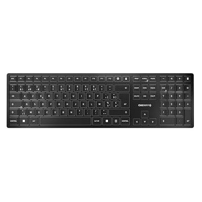 Cherry KW 9100 Slim, Teclado Inalámbrico de Diseño, Distribución de Teclado Belga (AZERTY), Opción Bluetooth o Radiofrecuencia 2,4 GHz, Teclas Planas, Recargable, Negro/Gris Cherry KW 9100 Slim, Teclado Inalámbrico de Diseño, Distribución de Teclado Belga (AZERTY), Opción Bluetooth o Radiofrecuencia 2,4 GHz, Teclas Planas, Recargable, Negro/Gris