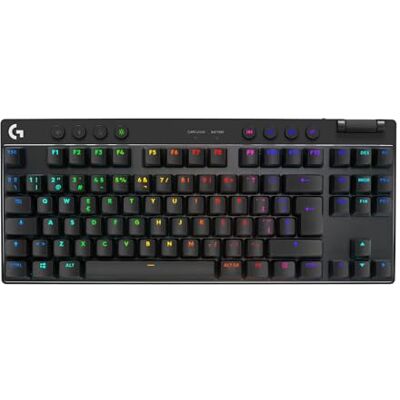 Logitech Pro X TKL Lightspeed, Teclado inalámbrico para Gaming, ultraportable, sin sección numérica, RGB LIGHTSYNC, Teclas de PBT, interruptores táctiles (GX Brown), QWERTY Español, PC Negro Logitech Pro X TKL Lightspeed, Teclado inalámbrico para Gaming, ultraportable, sin sección numérica, RGB LIGHTSYNC, Teclas de PBT, interruptores táctiles (GX Brown), QWERTY Español, PC Negro