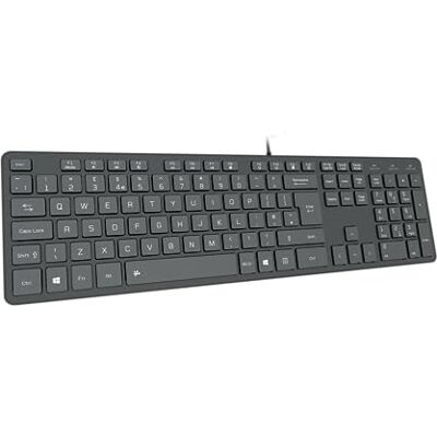B.FRIENDIT Teclado delgado con cable USB, suave al tacto y tecla silenciosa para PC, portátil y computadora, diseño QWERTY UK de tamaño completo, color negro B.FRIENDIT Teclado delgado con cable USB, suave al tacto y tecla silenciosa para PC, portátil y computadora, diseño QWERTY UK de tamaño completo, color negro
