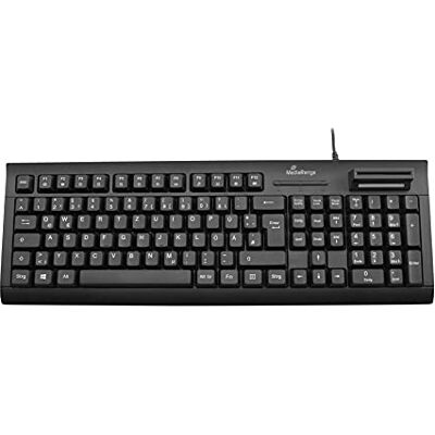 MediaRange Teclado con Cable con Terminal de Tarjetas de Chip, disposición Alemana QWERTZ, Teclado PC con conexión Plug & Play USB 2.0, Resistente a Salpicaduras y Altura Ajustable, Color Negro MediaRange Teclado con Cable con Terminal de Tarjetas de Chip, disposición Alemana QWERTZ, Teclado PC con conexión Plug & Play USB 2.0, Resistente a Salpicaduras y Altura Ajustable, Color Negro