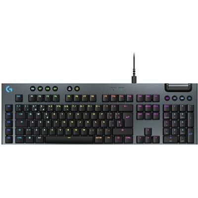 Logitech G915 X Teclado mecánico para gaming con cable de perfil bajo, teclas de PBT de doble moldeado, teclas totalmente programables, interruptores táctiles marrones GL, PC/Mac, QWERTY ESP Negro Logitech G915 X Teclado mecánico para gaming con cable de perfil bajo, teclas de PBT de doble moldeado, teclas totalmente programables, interruptores táctiles marrones GL, PC/Mac, QWERTY ESP Negro