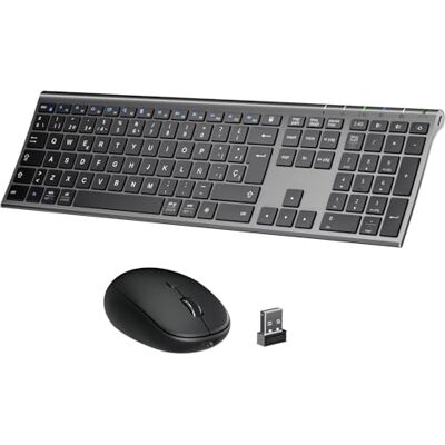 iClever Bluetooth/2.4G Teclado y Ratón DK03-QWERTY Español Teclado Ratón Inalámbrico, Recargable, Multidispositivo, Ergonómico, Tamaño Completo, Delgado para Mac, iPad, Apple, Android, Win iClever Bluetooth/2.4G Teclado y Ratón DK03-QWERTY Español Teclado Ratón Inalámbrico, Recargable, Multidispositivo, Ergonómico, Tamaño Completo, Delgado para Mac, iPad, Apple, Android, Win