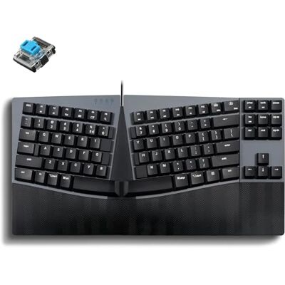 Perixx PERIBOARD-335BL Teclado compacto mecánico ergonómico con cable,Interruptores Clicky azul de bajo perfil,Función programable con teclas macro,Compatible con Windows y Mac OS X,Inglés de EE. UU Perixx PERIBOARD-335BL Teclado compacto mecánico ergonómico con cable,Interruptores Clicky azul de bajo perfil,Función programable con teclas macro,Compatible con Windows y Mac OS X,Inglés de EE. UU