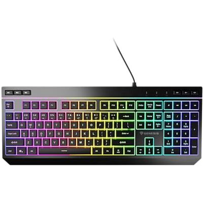 Genesis Rhod 530 Teclado para juegos RGB, QWERTY de EE. UU., con cable, de formato completo, interruptores de membrana, iluminación RGB con 16,7 millones de colores, anti-ghosting, software macro Genesis Rhod 530 Teclado para juegos RGB, QWERTY de EE. UU., con cable, de formato completo, interruptores de membrana, iluminación RGB con 16,7 millones de colores, anti-ghosting, software macro