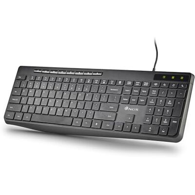NGS Spellbound French Teclado Idioma Fránces AZERTY Silencioso Ultra Slim USB-C Teclas Planas, Resistente a Salpicaduras, 20 Teclas Multimedia, 10M Pulsaciones, Indicadores LED, Antidesgaste NGS Spellbound French Teclado Idioma Fránces AZERTY Silencioso Ultra Slim USB-C Teclas Planas, Resistente a Salpicaduras, 20 Teclas Multimedia, 10M Pulsaciones, Indicadores LED, Antidesgaste