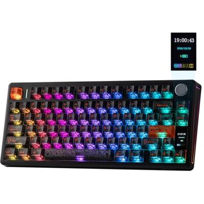 EPOMAKER TH80 V2 Pro Teclado Gaming Mecánico Tri-Modo con Pantalla, Negro EPOMAKER TH80 V2 Pro Teclado Gaming Mecánico Tri-Modo con Pantalla, Negro