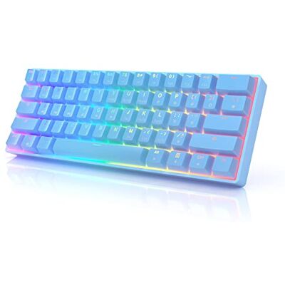 HK Gaming HKKB GK61 Mechanical Gaming Keyboard 60 Percent 61 RGB Rainbow LED Backlit Programmable Keys USB Wired For Mac and Windows PC Hotswap Gateron Optical Brown Switches Blue HK Gaming HKKB GK61 Mechanical Gaming Keyboard 60 Percent 61 RGB Rainbow LED Backlit Programmable Keys USB Wired For Mac and Windows PC Hotswap Gateron Optical Brown Switches Blue