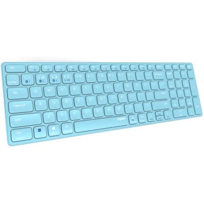 Rapoo I Teclado inalámbrico multimodo QWERTY portugués Bluetooth, Azul Conectividad para Varios Dispositivos y diseño Ultrafino, E9700M, conexión de 2.4 GHz Rapoo I Teclado inalámbrico multimodo QWERTY portugués Bluetooth, Azul Conectividad para Varios Dispositivos y diseño Ultrafino, E9700M, conexión de 2.4 GHz