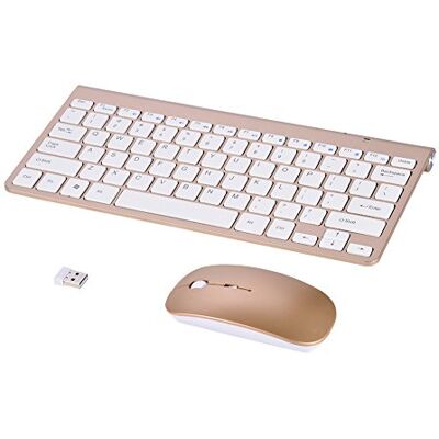 VBESTLIFE Slim Wireless 2.4GHz Teclado Multimedia Silenciosa y Ratón Inalámbricos Kit para Computadora Portátil de Escritorio(Oro) VBESTLIFE Slim Wireless 2.4GHz Teclado Multimedia Silenciosa y Ratón Inalámbricos Kit para Computadora Portátil de Escritorio(Oro)