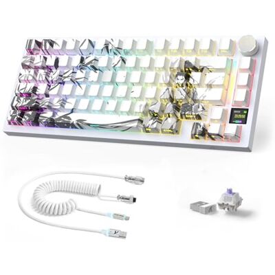 AJAZZ A.JAZZ X Attack Shark X820Ultra Teclado Mecánico Inalámbrico & Coile Cable 2.4G/BT/USB-C, 75% 80Teclas, Pantalla TFT Inteligente Color & Perilla CNC, RGB Hot-Swap, 4000mAh-Guerrero Oscuro/Gift Switch AJAZZ A.JAZZ X Attack Shark X820Ultra Teclado Mecánico Inalámbrico & Coile Cable 2.4G/BT/USB-C, 75% 80Teclas, Pantalla TFT Inteligente Color & Perilla CNC, RGB Hot-Swap, 4000mAh-Guerrero Oscuro/Gift Switch