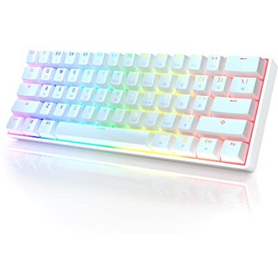 HK Gaming HKKB GK61 Mechanical Gaming Keyboard 60 Percent 61 RGB Rainbow LED Backlit Programmable Keys USB Wired For Mac and Windows PC Hotswap Gateron Mechanical Brown Switches White HK Gaming HKKB GK61 Mechanical Gaming Keyboard 60 Percent 61 RGB Rainbow LED Backlit Programmable Keys USB Wired For Mac and Windows PC Hotswap Gateron Mechanical Brown Switches White
