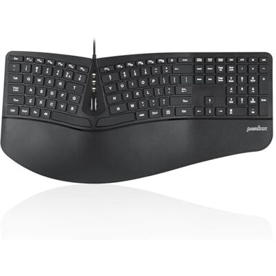 Perixx PERIBOARD-330B, Teclado Ergonómico e Inalámbrico, con reposa muñeca Ajustable, Teclas Membrana iluminadas de Corto Recorrido, 2 Puertos USB, US Layout Perixx PERIBOARD-330B, Teclado Ergonómico e Inalámbrico, con reposa muñeca Ajustable, Teclas Membrana iluminadas de Corto Recorrido, 2 Puertos USB, US Layout