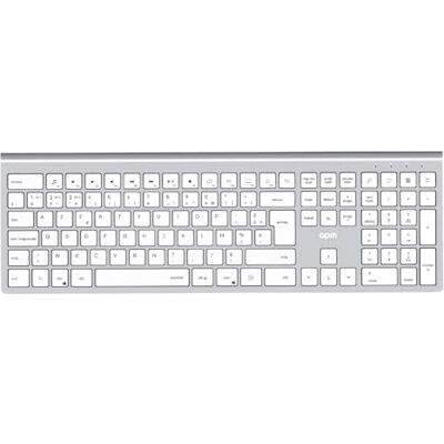 APM Keyboard inalámbrico 2.4 GHz KEYO, Teclado Blanco Ultra Fino, Teclas Scissor silenciosas, conexión USB Plug & Play, Compatible con Windows Mac, Teclado ergonómico Compacto, 100050 APM Keyboard inalámbrico 2.4 GHz KEYO, Teclado Blanco Ultra Fino, Teclas Scissor silenciosas, conexión USB Plug & Play, Compatible con Windows Mac, Teclado ergonómico Compacto, 100050