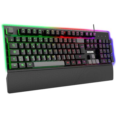 AKUMA Shonen K02 Teclado Gamer AZERTY Francés 105 Teclas con Cable USB, Retroiluminación LED RGB – PROGRAMABLE-Reposapiés magnético 26 Teclas Antighosting – Teclado Gaming para PC/PS4/PS5 AKUMA Shonen K02 Teclado Gamer AZERTY Francés 105 Teclas con Cable USB, Retroiluminación LED RGB – PROGRAMABLE-Reposapiés magnético 26 Teclas Antighosting – Teclado Gaming para PC/PS4/PS5