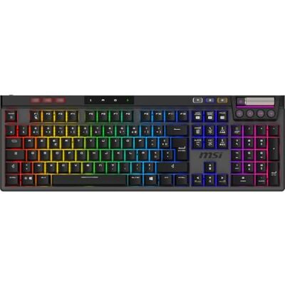 MSI Strike Pro Wireless – Teclado mecánico silencioso Azerty, interruptores silenciosos táctiles Intercambiables a Caliente, keycaps PBT, 2,4 GHz, Bluetooth, RGB Mystic Light por Tecla, Batt 4200 mAh MSI Strike Pro Wireless – Teclado mecánico silencioso Azerty, interruptores silenciosos táctiles Intercambiables a Caliente, keycaps PBT, 2,4 GHz, Bluetooth, RGB Mystic Light por Tecla, Batt 4200 mAh