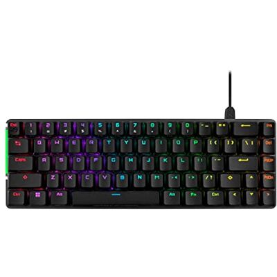 Asus ROG Falchion Ace 65% RGB Teclado mecánico Compacto para Juegos, interruptores ROG NX café lubricados y estabilizadores de Interruptor, Espuma amortiguadora de Sonido, Teclas PBT, cableado con Asus ROG Falchion Ace 65% RGB Teclado mecánico Compacto para Juegos, interruptores ROG NX café lubricados y estabilizadores de Interruptor, Espuma amortiguadora de Sonido, Teclas PBT, cableado con
