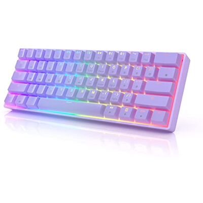 HK Gaming GK61 Mechanical Gaming Keyboard 60 Percent 61 RGB Rainbow LED Backlit Programmable Keys USB Wired For Mac and Windows PC Hotswap Gateron Optical Brown Switches Lavender HK Gaming GK61 Mechanical Gaming Keyboard 60 Percent 61 RGB Rainbow LED Backlit Programmable Keys USB Wired For Mac and Windows PC Hotswap Gateron Optical Brown Switches Lavender