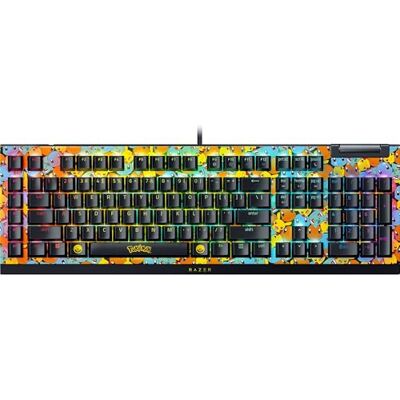 Razer BlackWidow V4 X Pokémon Edition Teclado mecánico para Juegos RGB mecánicos Clicky Verde 6 Teclas Macro dedicadas Teclas ABS de Doble Disparo QWERTY Diseño US Pokémon Kanto Razer BlackWidow V4 X Pokémon Edition Teclado mecánico para Juegos RGB mecánicos Clicky Verde 6 Teclas Macro dedicadas Teclas ABS de Doble Disparo QWERTY Diseño US Pokémon Kanto