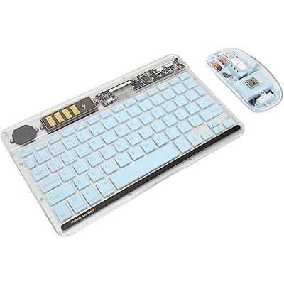 Garsent Teclado Transparente, Combo de Mouse de Teclado Mecánico Intercambiable en Caliente con Teclas Transparentes, Teclado Mecánico para Juegos con Luz de Respiración de Siete (Azul) Garsent Teclado Transparente, Combo de Mouse de Teclado Mecánico Intercambiable en Caliente con Teclas Transparentes, Teclado Mecánico para Juegos con Luz de Respiración de Siete (Azul)