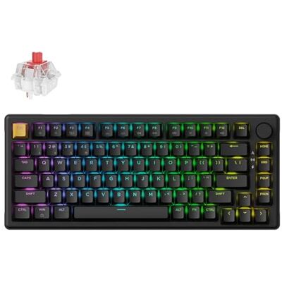 Keychron Teclado mecánico inalámbrico J2, 2.4 GHz, Bluetooth, QMK, 75% de diseño RGB con perilla, interruptor rojo intercambiable en caliente, compatible con Mac, Windows, Linux, para juegos, oficina Keychron Teclado mecánico inalámbrico J2, 2.4 GHz, Bluetooth, QMK, 75% de diseño RGB con perilla, interruptor rojo intercambiable en caliente, compatible con Mac, Windows, Linux, para juegos, oficina