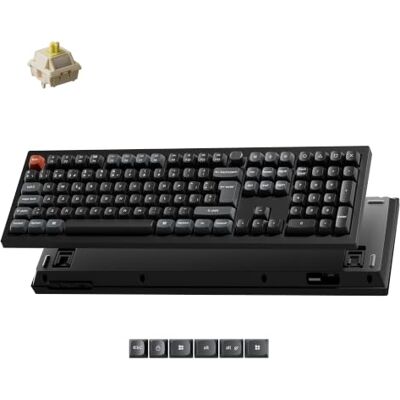 Keychron V6 Ultra 8K Teclado Mecánico Inalámbrico, ISO-ES Layout, 8000 Hz, ZMK/Launcher, 2,4 GHz/Bluetooth 5.3, Teclas PBT, Interruptores Silk Pom Banana, Teclado Español para Windows, macOS y Linux Keychron V6 Ultra 8K Teclado Mecánico Inalámbrico, ISO-ES Layout, 8000 Hz, ZMK/Launcher, 2,4 GHz/Bluetooth 5.3, Teclas PBT, Interruptores Silk Pom Banana, Teclado Español para Windows, macOS y Linux