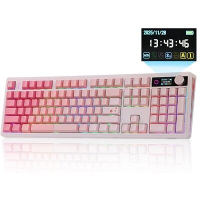 EPOMAKER TH108 V2 Pro Teclado Gaming Mecánico del 100% con Pantalla, Rosado EPOMAKER TH108 V2 Pro Teclado Gaming Mecánico del 100% con Pantalla, Rosado