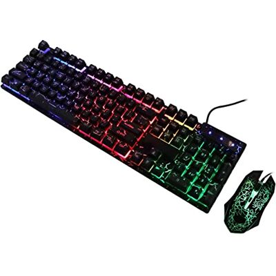 VBESTLIFE Gaming RGB Wired Keyboard and Mouse Combo, 104 Keys USB Mouse Rainbow Retroiluminado Mecánico Gaming Keyboard Mouse Combo para Computadora, Computadora de Escritorio Y Computadora Portátil VBESTLIFE Gaming RGB Wired Keyboard and Mouse Combo, 104 Keys USB Mouse Rainbow Retroiluminado Mecánico Gaming Keyboard Mouse Combo para Computadora, Computadora de Escritorio Y Computadora Portátil