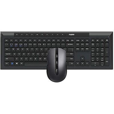 Rapoo Teclado y Ratón Inalámbrico Multimodo 2.4GHz QWERTY Español, Negro Rapoo Teclado y Ratón Inalámbrico Multimodo 2.4GHz QWERTY Español, Negro