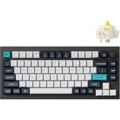 Keychron Q1 MAX QMK/Via Teclado Mecánico Inalámbrico, Totalmente metálico, Botones programables, 2,4 GHz/Bluetooth/Teclado con Cable y Hot-Swappable, Carbon Black, Gateron Jupiter Banana Keychron Q1 MAX QMK/Via Teclado Mecánico Inalámbrico, Totalmente metálico, Botones programables, 2,4 GHz/Bluetooth/Teclado con Cable y Hot-Swappable, Carbon Black, Gateron Jupiter Banana