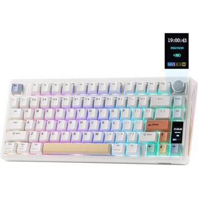 EPOMAKER TH80 V2 Pro Teclado Gaming Mecánico Tri-Modo con Pantalla, Blanco EPOMAKER TH80 V2 Pro Teclado Gaming Mecánico Tri-Modo con Pantalla, Blanco