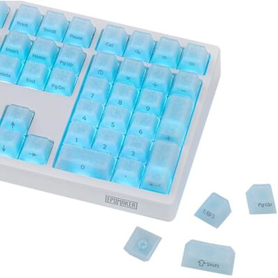 EPOMAKER Frost Jelly 126 Teclas con Acabado de Fibra de Carbono Forjada Perfil Cherry, Material ABS+PC, para Switches Estilo MX, para Teclado ANSI de 61/68/84/87/98/100/104/108 Teclas (Azul) EPOMAKER Frost Jelly 126 Teclas con Acabado de Fibra de Carbono Forjada Perfil Cherry, Material ABS+PC, para Switches Estilo MX, para Teclado ANSI de 61/68/84/87/98/100/104/108 Teclas (Azul)
