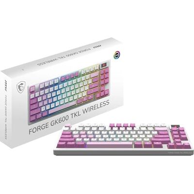 MSI Forge GK600 TKL Wireless Violet Teclado mecánico Lineal Hot-Swappable, Keycap PBT Dye-Sublimated, RGB LED, Base Antideslizante, USB Type-C, Bluetooth, 2,4 GHz, Tenkeyless MSI Forge GK600 TKL Wireless Violet Teclado mecánico Lineal Hot-Swappable, Keycap PBT Dye-Sublimated, RGB LED, Base Antideslizante, USB Type-C, Bluetooth, 2,4 GHz, Tenkeyless