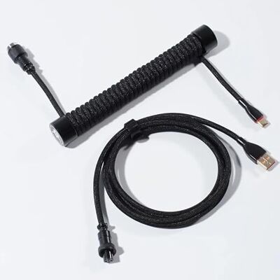 GravaStar Cable USB de aviador enrollado, adecuado para teclado mecánico Negro GravaStar Cable USB de aviador enrollado, adecuado para teclado mecánico Negro