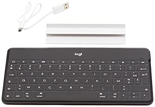 Logitech Keys-To-Go Teclado Inalámbrico Bluetooth para iPhone, iPad, Apple TV, Disposición AZERTY Francés , Negro