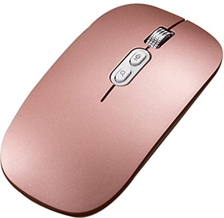 FIGGRITID 2.4G Ratón óptico USB ultrafino silencioso recargable para ordenador USB portátil de 1600 (rosa)