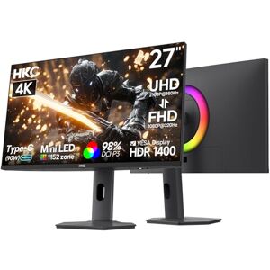 HKC 27 Pulgadas 4K Gaming Monitor UHD 160Hz / FHD 320Hz, Mini LED, Panel IPS, HDR1400, 98% DCI-P3, 1ms, 2× HDMI 2.1, DisplayPort 1.4, USB-C 90W, Ajustable en Altura, VESA 100x100, Gris, G27M7Pro HKC 27 Pulgadas 4K Gaming Monitor UHD 160Hz / FHD 320Hz, Mini LED, Panel IPS, HDR1400, 98% DCI-P3, 1ms, 2× HDMI 2.1, DisplayPort 1.4, USB-C 90W, Ajustable en Altura, VESA 100x100, Gris, G27M7Pro