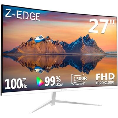 Garmin Z-Edge Monitor Curvo Blanco 27 Pulgadas, Panel VA 100Hz Full HD 1080P, Pantalla Curva 1500R, 99% sRGB, 250 CD/m², HDR10, FreeSync, HDMI y DP, Compatible con VESA Garmin Z-Edge Monitor Curvo Blanco 27 Pulgadas, Panel VA 100Hz Full HD 1080P, Pantalla Curva 1500R, 99% sRGB, 250 CD/m², HDR10, FreeSync, HDMI y DP, Compatible con VESA