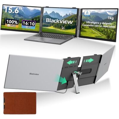 Blackview Pantalla Portátil Extensible 15,6 Pulgadas, 1,2 kg Ultraligera, Doble Pantalla para Portátil, Extensor de Pantalla, TÜV Cuidado Ocular, Mac, Windows, ChromeOS, Switch Blackview Pantalla Portátil Extensible 15,6 Pulgadas, 1,2 kg Ultraligera, Doble Pantalla para Portátil, Extensor de Pantalla, TÜV Cuidado Ocular, Mac, Windows, ChromeOS, Switch