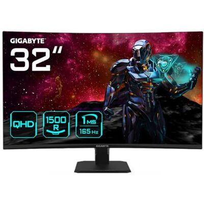 GIGABYTE GS32QC 31.5" Monitor de Juego Curvo QHD 2560 x 1440, 1500R, 165Hz, 1ms, 300 CD/m², FreeSync Premium, HDR Ready, HDMI 2.0, Displayport 1.4 GIGABYTE GS32QC 31.5" Monitor de Juego Curvo QHD 2560 x 1440, 1500R, 165Hz, 1ms, 300 CD/m², FreeSync Premium, HDR Ready, HDMI 2.0, Displayport 1.4