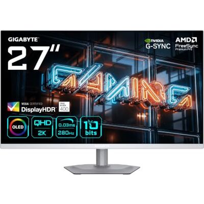 GIGABYTE MO27Q2A Ice Monitor Gaming OLED 27” 2K QHD 2560 x 1440, 280Hz, 0.03ms, 250 CD/m², FreeSync Premium Pro, DisplayHDR True Black 400, HDMI 2.1, DisplayPort 1.4 GIGABYTE MO27Q2A Ice Monitor Gaming OLED 27” 2K QHD 2560 x 1440, 280Hz, 0.03ms, 250 CD/m², FreeSync Premium Pro, DisplayHDR True Black 400, HDMI 2.1, DisplayPort 1.4