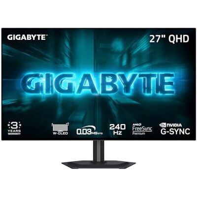 GIGABYTE GO27Q24G Monitor de Juego W-OLED de 27" QHD 2560 x 1440-240Hz GTG 0.03ms AMD FreeSync Premium, Compatible con G-Sync HDMI, DP, Tipo-C Altura e inclinación Ajustables Negro GIGABYTE GO27Q24G Monitor de Juego W-OLED de 27" QHD 2560 x 1440-240Hz GTG 0.03ms AMD FreeSync Premium, Compatible con G-Sync HDMI, DP, Tipo-C Altura e inclinación Ajustables Negro