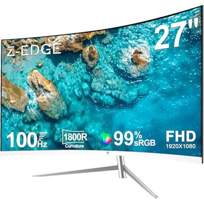 Garmin Z-Edge Monitor Gaming Curvo 27 '', 100 Hz, FHD 1080P (1920x1080), Monitor Oficina Blanco con HDMI Cable, 1800R VA Sin Marco, 178° ángulo de visión, Inclinación Ajustable, VGA+HDMI, Tecnología Eye-Care Garmin Z-Edge Monitor Gaming Curvo 27 '', 100 Hz, FHD 1080P (1920x1080), Monitor Oficina Blanco con HDMI Cable, 1800R VA Sin Marco, 178° ángulo de visión, Inclinación Ajustable, VGA+HDMI, Tecnología Eye-Care