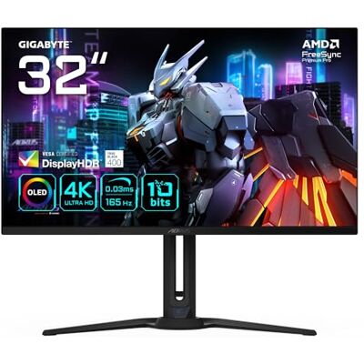 GIGABYTE AORUS FO32U 31,5” Monitor de Juegos UHD 3840 x 2160 (UHD), 165Hz, 0,03ms, 250 CD/m², FreeSync Premium Pro, DisplayHDR True Black 400, HDMI 2.1, DisplayPort 1.4 GIGABYTE AORUS FO32U 31,5” Monitor de Juegos UHD 3840 x 2160 (UHD), 165Hz, 0,03ms, 250 CD/m², FreeSync Premium Pro, DisplayHDR True Black 400, HDMI 2.1, DisplayPort 1.4