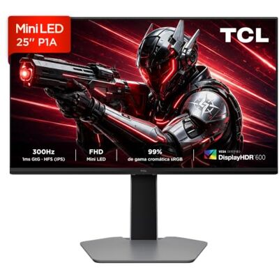 TCL 25P1A Monitor Mini LED de 24,5", FHD (1920 × 1080), 300 Hz, Panel HFS (IPS), VESA DisplayHDR 600, 1 ms GTG, AMD FreeSync Premium TCL 25P1A Monitor Mini LED de 24,5", FHD (1920 × 1080), 300 Hz, Panel HFS (IPS), VESA DisplayHDR 600, 1 ms GTG, AMD FreeSync Premium