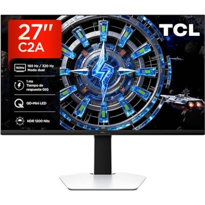 TCL 27C2A Monitor Gaming 27 Pulgadas QD-Mini LED 4K UHD 160Hz, 320Hz FHD, 1200 nits, 1ms, AMD FreeSync Premium TCL 27C2A Monitor Gaming 27 Pulgadas QD-Mini LED 4K UHD 160Hz, 320Hz FHD, 1200 nits, 1ms, AMD FreeSync Premium