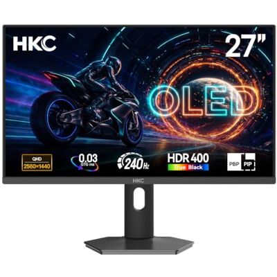 HKC Monitor Gaming 27 Pulgadas OLED – QHD 2560×1440, 240 Hz, 0,03 ms, QD-OLED, 1.07 mil Millones de Colores, 99% DCI-P3, HDR400, HDMI 2.1 / DisplayPort 1.4, Soporte ergonómico Ajustable, Pip/PBP HKC Monitor Gaming 27 Pulgadas OLED – QHD 2560×1440, 240 Hz, 0,03 ms, QD-OLED, 1.07 mil Millones de Colores, 99% DCI-P3, HDR400, HDMI 2.1 / DisplayPort 1.4, Soporte ergonómico Ajustable, Pip/PBP