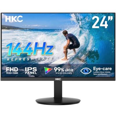 HKC Gaming Monitor 24 Pulgadas 144Hz Panel IPS, 99% sRGB, Adaptive Sync Contraste 1500:1,Eye Care(1920x1080 HDMI 1x 1.4) Negro HKC Gaming Monitor 24 Pulgadas 144Hz Panel IPS, 99% sRGB, Adaptive Sync Contraste 1500:1,Eye Care(1920x1080 HDMI 1x 1.4) Negro