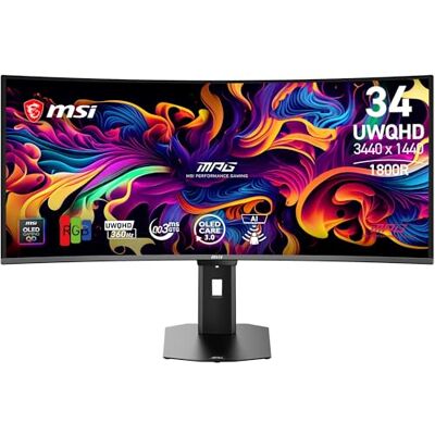 MSI MPG 341CQR X36 Monitor Gaming 34" UWQHD (3440 x 1440, 1800R), 5ª Gen QD-OLED, 360Hz, 0,03ms, HDR Customization, Adaptive-Sync, KVM, HDMI 2.1, DP 2.1, USB-C (98 W PD), AI Vision, Negro MSI MPG 341CQR X36 Monitor Gaming 34" UWQHD (3440 x 1440, 1800R), 5ª Gen QD-OLED, 360Hz, 0,03ms, HDR Customization, Adaptive-Sync, KVM, HDMI 2.1, DP 2.1, USB-C (98 W PD), AI Vision, Negro