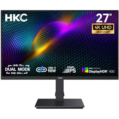 HKC 27 Pulgadas Monitor 4K, Compatible HiDPI para MacBook, USB-C 90W, 95% DCI-P3, Modo Dual UHD 75Hz/FHD 144Hz, Soporte Ajustable, Modo M Coincidencia de Color, Monitor Profesional para Creadores HKC 27 Pulgadas Monitor 4K, Compatible HiDPI para MacBook, USB-C 90W, 95% DCI-P3, Modo Dual UHD 75Hz/FHD 144Hz, Soporte Ajustable, Modo M Coincidencia de Color, Monitor Profesional para Creadores